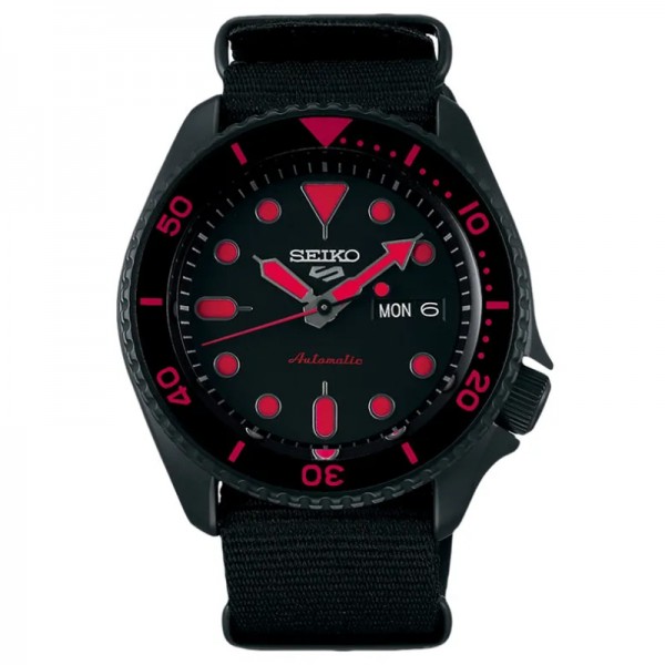 Seiko SRPD83K1 Seiko 5 Automatic Black Red Nylon Strap Seiko SRPD83K1 Seiko 5 Automatic Black Red Nylon Strap