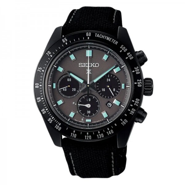 Seiko SSC923P1 Prospex SeiTona Speedtimer Black Series Night Vision Black Dial Black Nylon Strap