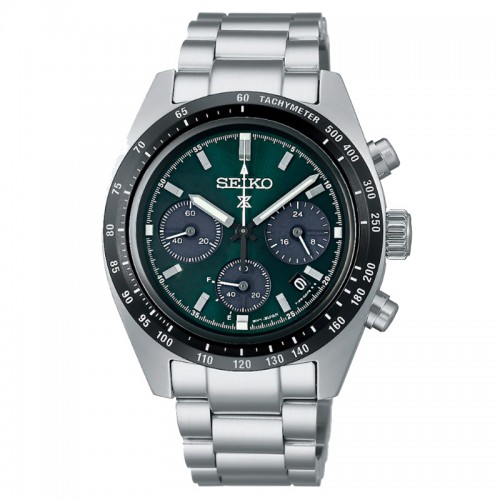 Seiko SSC933P1 Prospex Speedtimer SeiTona Solar Chronograph Green Dial Stainless Steel Strap