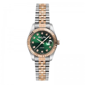 Valentino Rudy VR146-2697 Silver Rosegold Green Lady