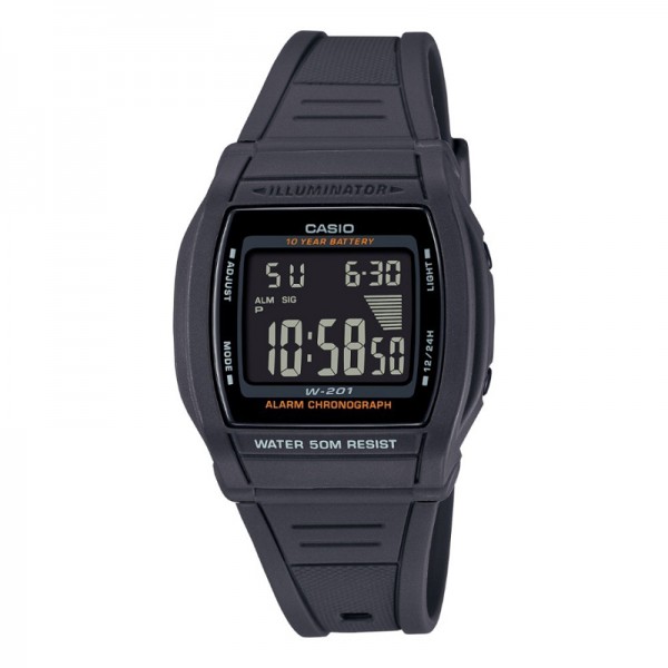 Casio W-201-1BVDF Black Resin