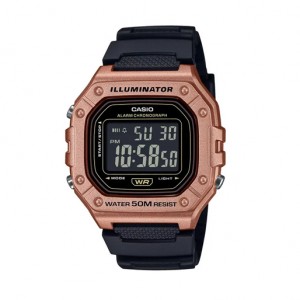 CASIO W-218HM-5BVDF Rosegold Black Rubber