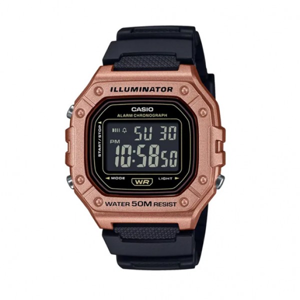 CASIO W-218HM-5BVDF Rosegold Black Rubber