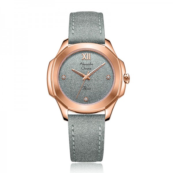 Alexandre Christie AC 2A28 Rosegold Grey Leather LHLRGDG
