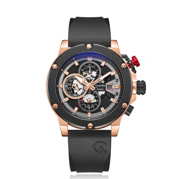 Alexandre Christie AC 6491 Rosegold Black Rubber BCRBRBA