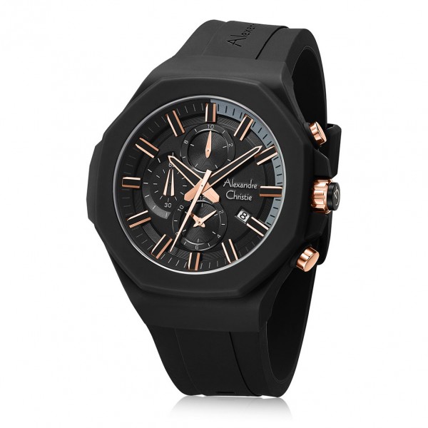 Alexandre Christie AC 6590 Full Black Rosegold Man MCRIPBARG