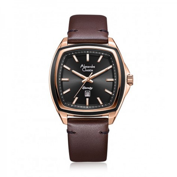 Alexandre Christie AC 8665 Rosegold Black Brown Leather LDLRGBABO Eternity