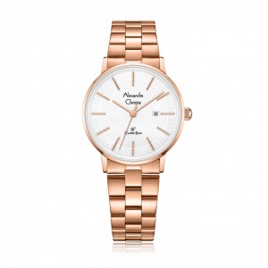 Alexandre Christie AC 8694 Rosegold White Steel Lady LDBRGSL