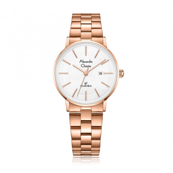 Alexandre Christie AC 8694 Rosegold White Steel Lady LDBRGSL