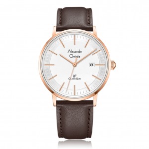 Alexandre Christie AC 8694 Rosegold White Leather Man MDLRGSL