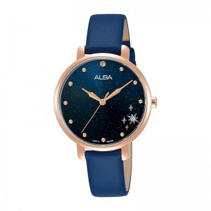 Alba AH8698X1 AH8698 Rosegold Blue Leather