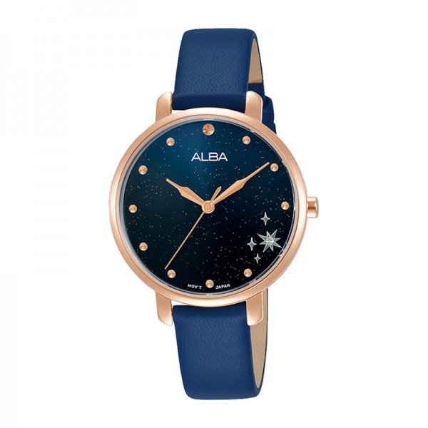 Alba AH8698X1 AH8698 Rosegold Blue Leather