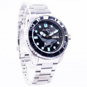 Alba AL4623X1 Silver Black Whale Dial Automatic Day Date