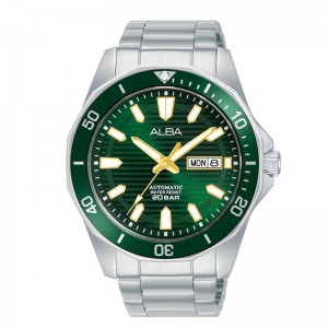 Alba AL4449 Silver Green Day Date Automatic
