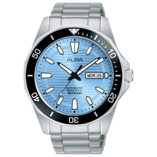 Alba AL4459 Silver Ice Blue Day Date Automatic