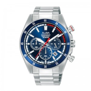 Alba AT3J27 Silver Blue Stopwatch