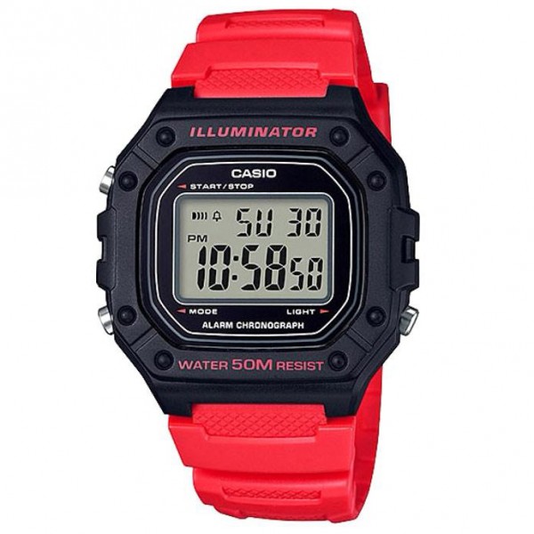 CASIO W-218H-4BVDF BLACK RED