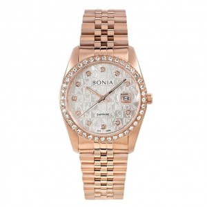 Bonia BNB10550-1516S Rosegold White SAPPHIRE Ring Diamond Man