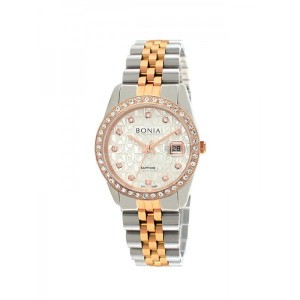 Bonia BNB10550-3616S Silver Rosegold White Sapphire Ring Diamond Lady