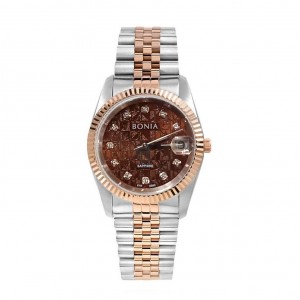 Bonia BNB10550-3646 Silver Rosegold Brown SAPPHIRE Lady