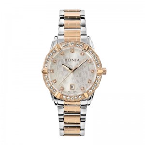 Bonia BNB10651-2617S Silver Rosegold White