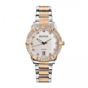 Bonia BNB10651-2617SN Silver Rosegold White New