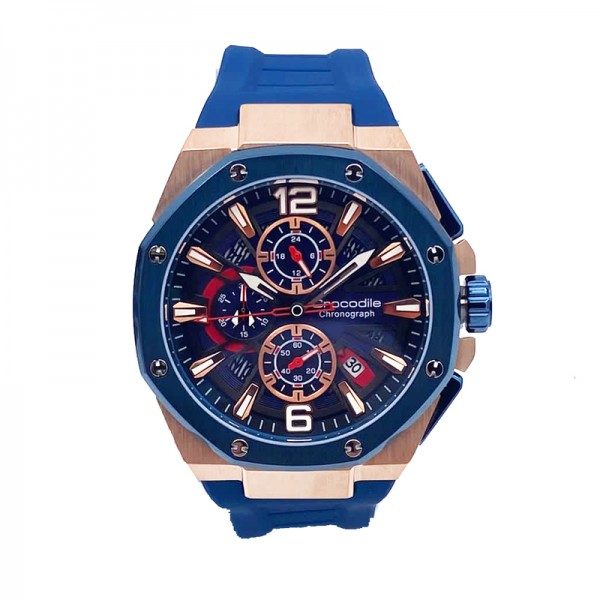 Crocodile CM-044D34C Blue Rosegold Blue Rubber