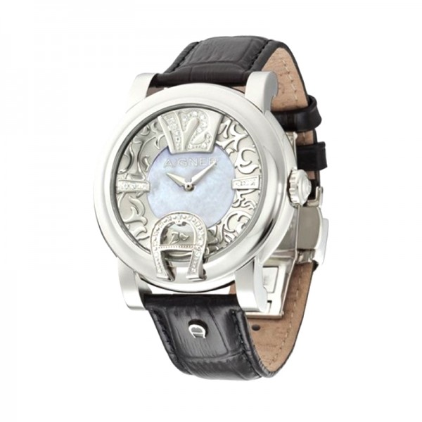 Aigner A37201 Silver Black Leather