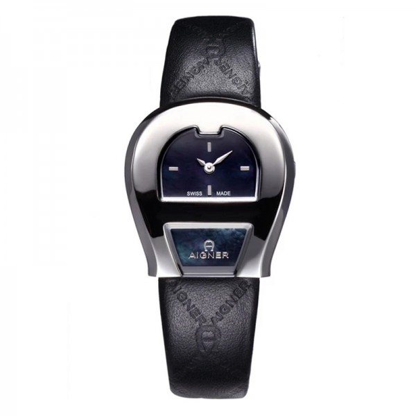 Aigner A39332 Silver Black Leather