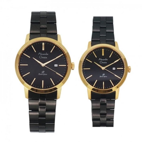 Alexandre Christie AC 1007 Gold Black Couple Steel