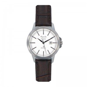 Alexandre Christie AC 1008 Silver White Leather Lady LDLSSSL