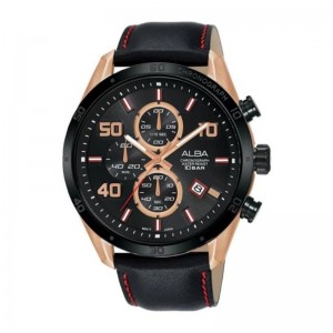 Alba AM3676X1 Black Rosegold Black Leather Alba AM3676X1 Black Rosegold Black Leather
