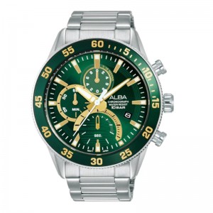 Alba AM3889X1 Silver Green Chronograph