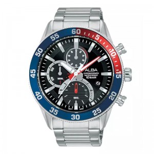 Alba AM3893X1 Silver Blue Red Chronograph
