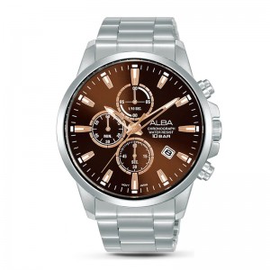 Alba AM3907X1 Silver Brown Chronograph