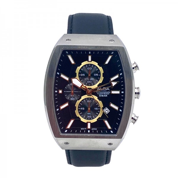 Alba AM3A01X1 Black Leather Chronograph