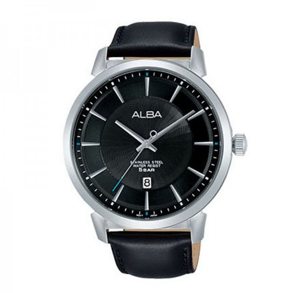 Alba AS9E69X1 AS9E69 Silver Black Man Leather