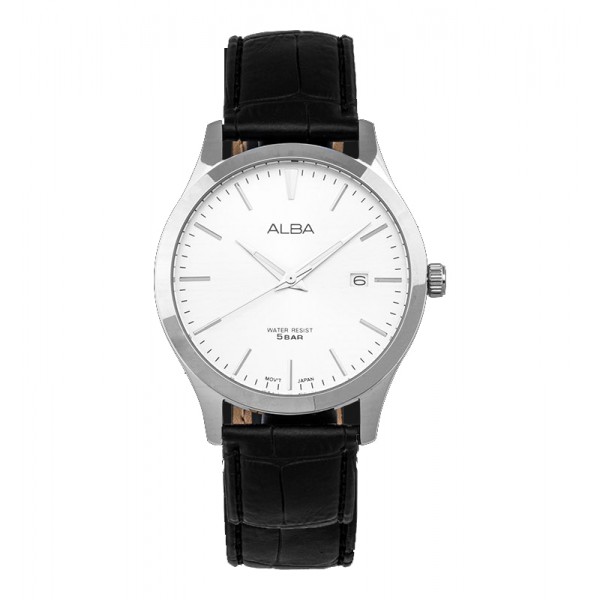 Alba AS9M39X1 Silver White Leather Man