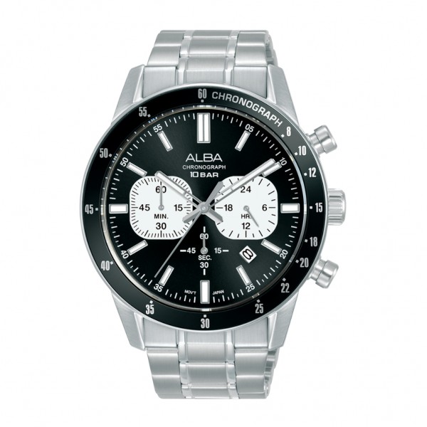 Alba AT3J79X1 AT3J79 Silver Black Chronograph