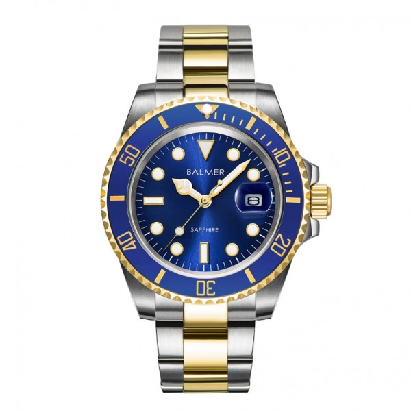 Balmer B-7918M-GTT5 Silver Gold Blue Submariner Sunburst