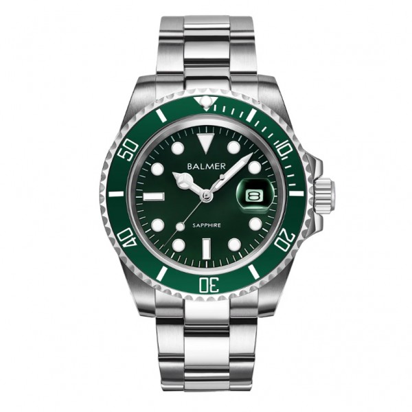 Balmer B-7918M-SS6 Silver Green Submariner