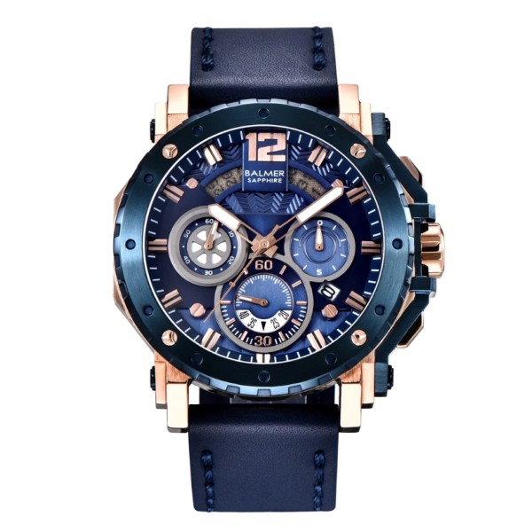 Balmer B-7935MCL-BRG5 Rosegold Blue Leather