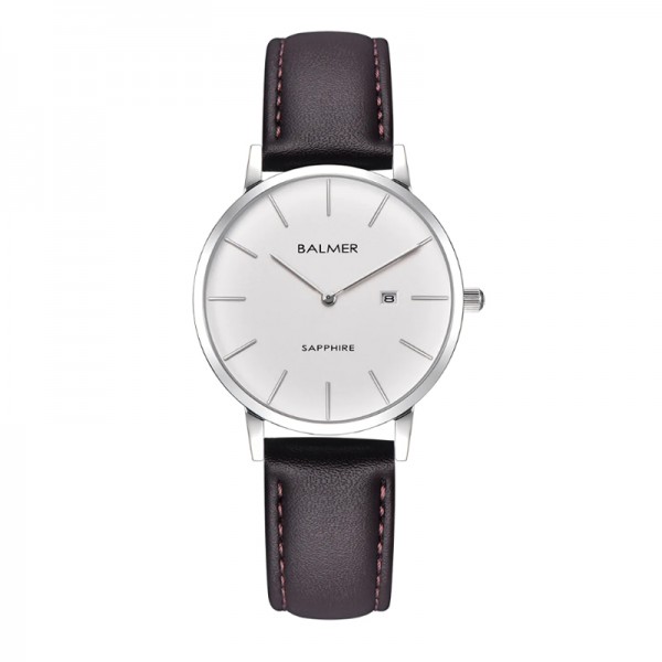 Balmer B-8143L-SS1 Silver White Brown Leather Lady