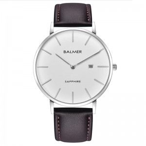 Balmer B-8143M-SS1 Silver White Brown Leather Man