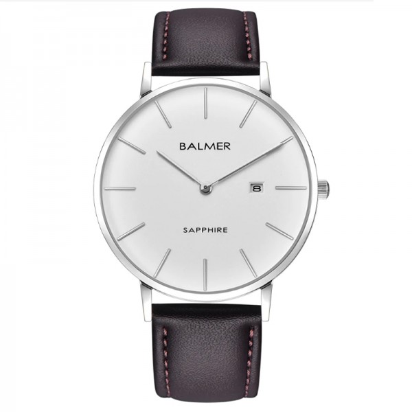 Balmer B-8143M-SS1 Silver White Brown Leather Man