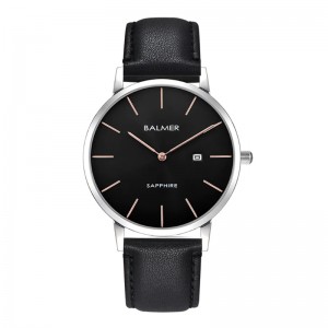 Balmer B-8143M-SS4-8 Silver Rosegold Black Leather Man
