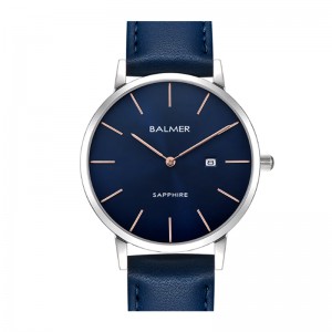 Balmer B-8143M-SS5-8 Silver Rosegold Blue Leather Man