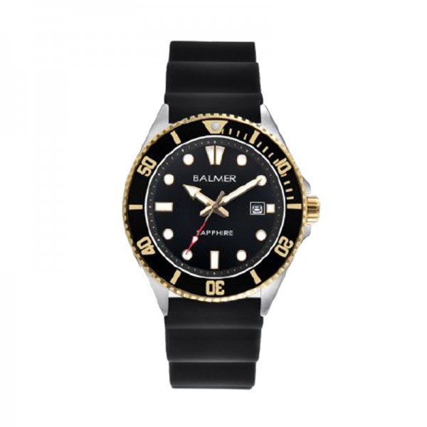 Balmer B-8174M-GTT4 Silver Black Rosegold Black Rubber Submariner