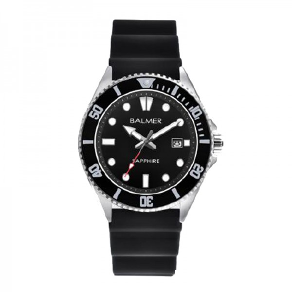 Balmer B-8174M-SS4 Silver Black Rubber Submariner