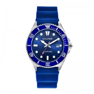 Balmer B-8174M-SS5 Silver Blue Rubber Submariner
